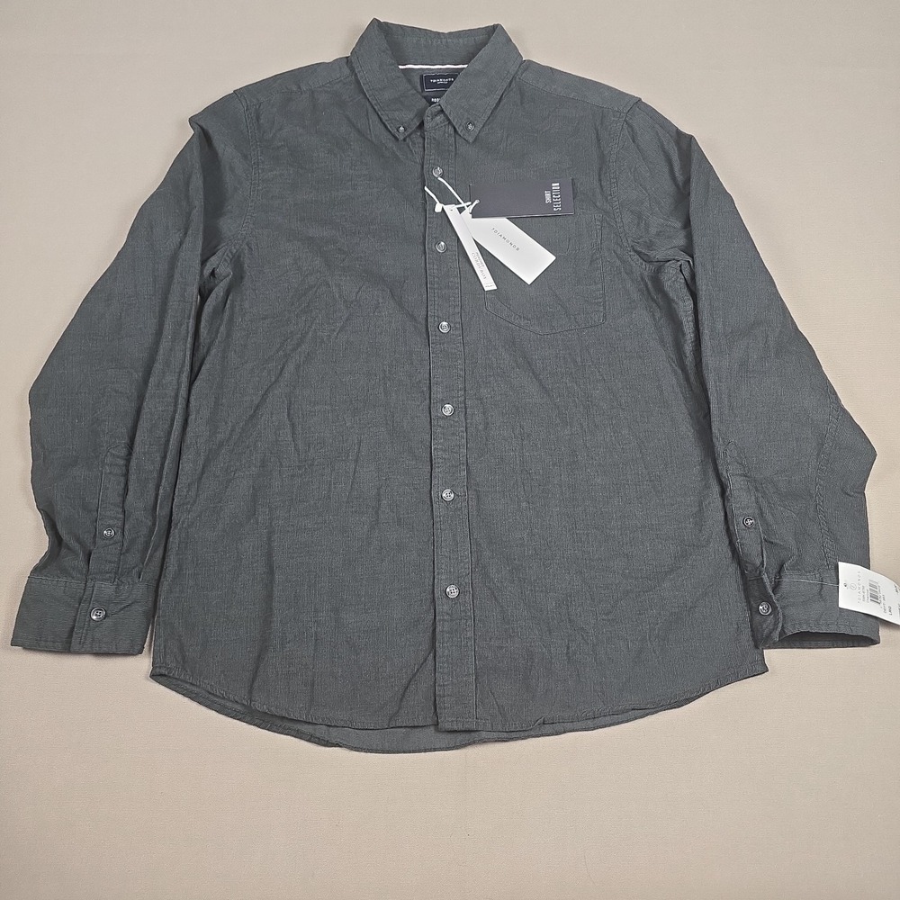NWT 7Diamonds Peached Corduroy Shirt Mens L Charcoal Dark Gray Button Down NEW